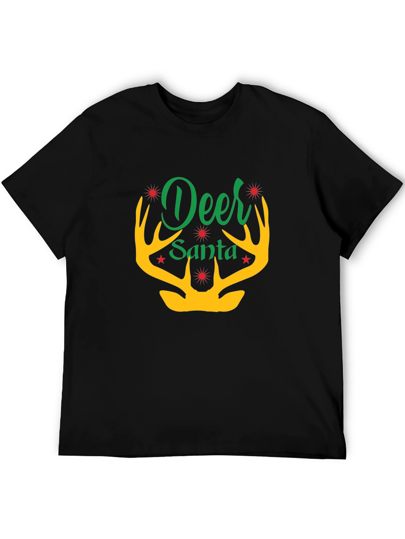Deer Santa Graphic Tee - Holiday Festive Apparel