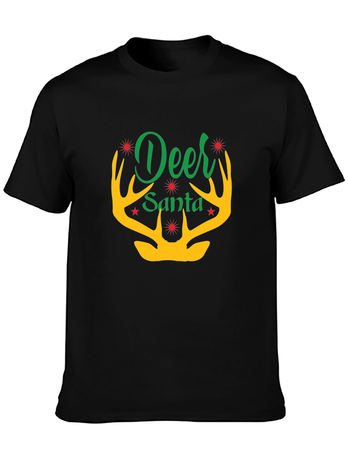 Deer Santa Graphic Tee - Holiday Festive Apparel