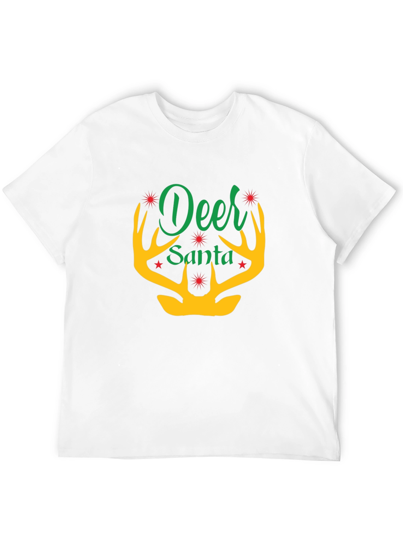 Deer Santa Graphic Tee - Holiday Festive Apparel