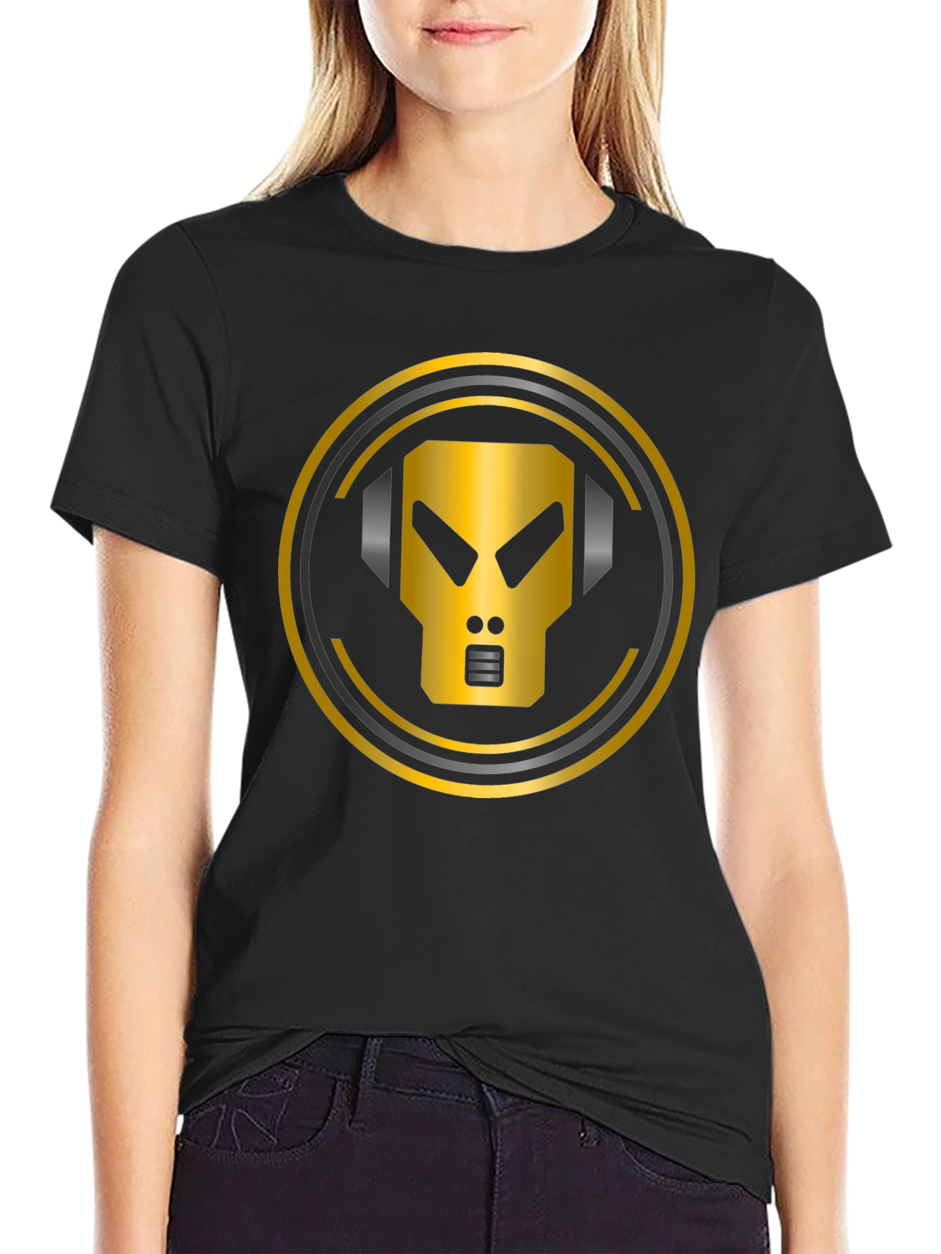 Gold Robot Headphone Graphic T-Shirt