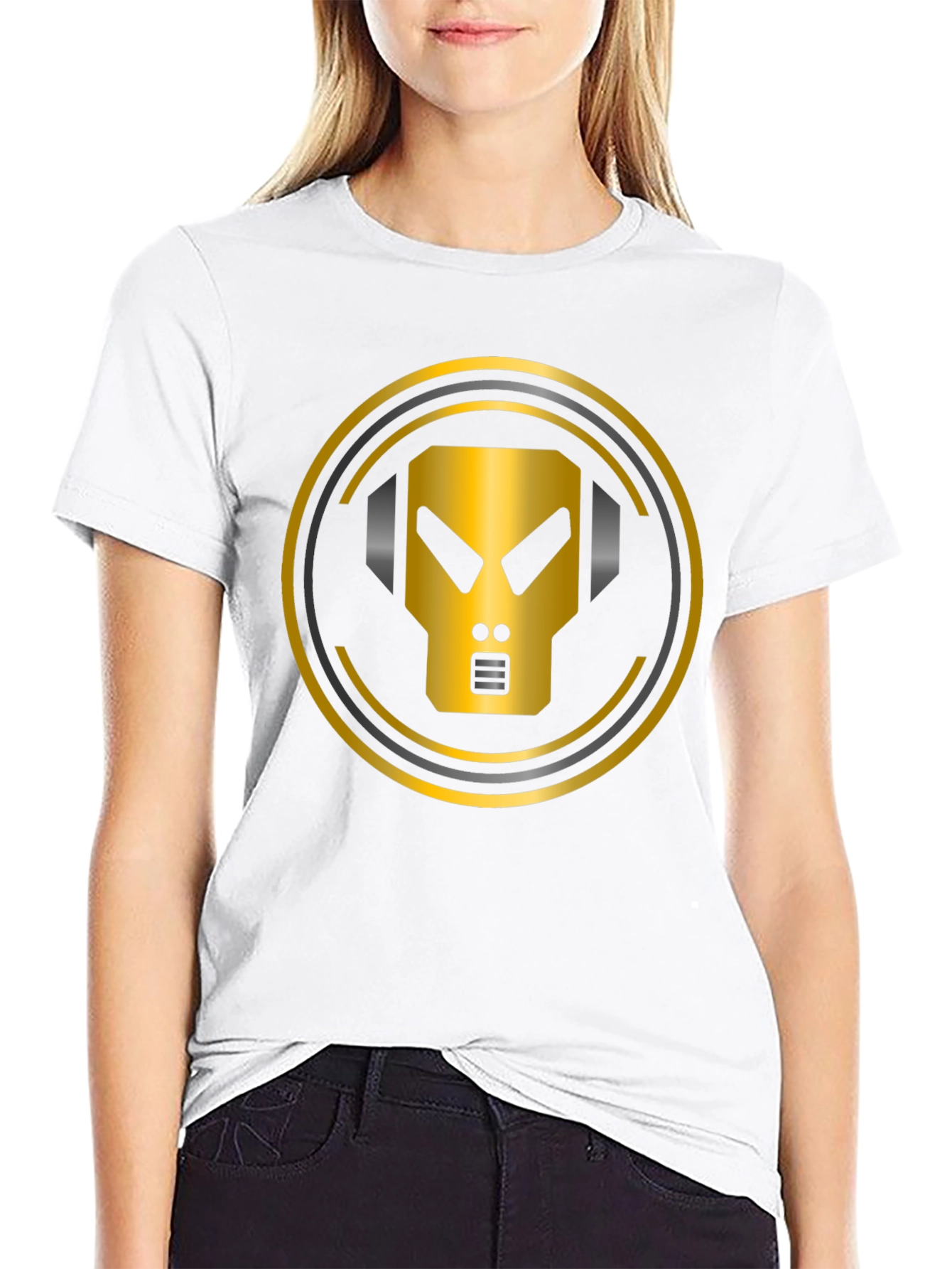 Gold Robot Headphone Graphic T-Shirt