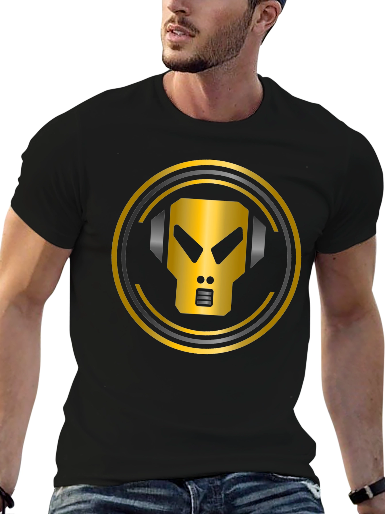 Gold Robot Headphone Graphic T-Shirt