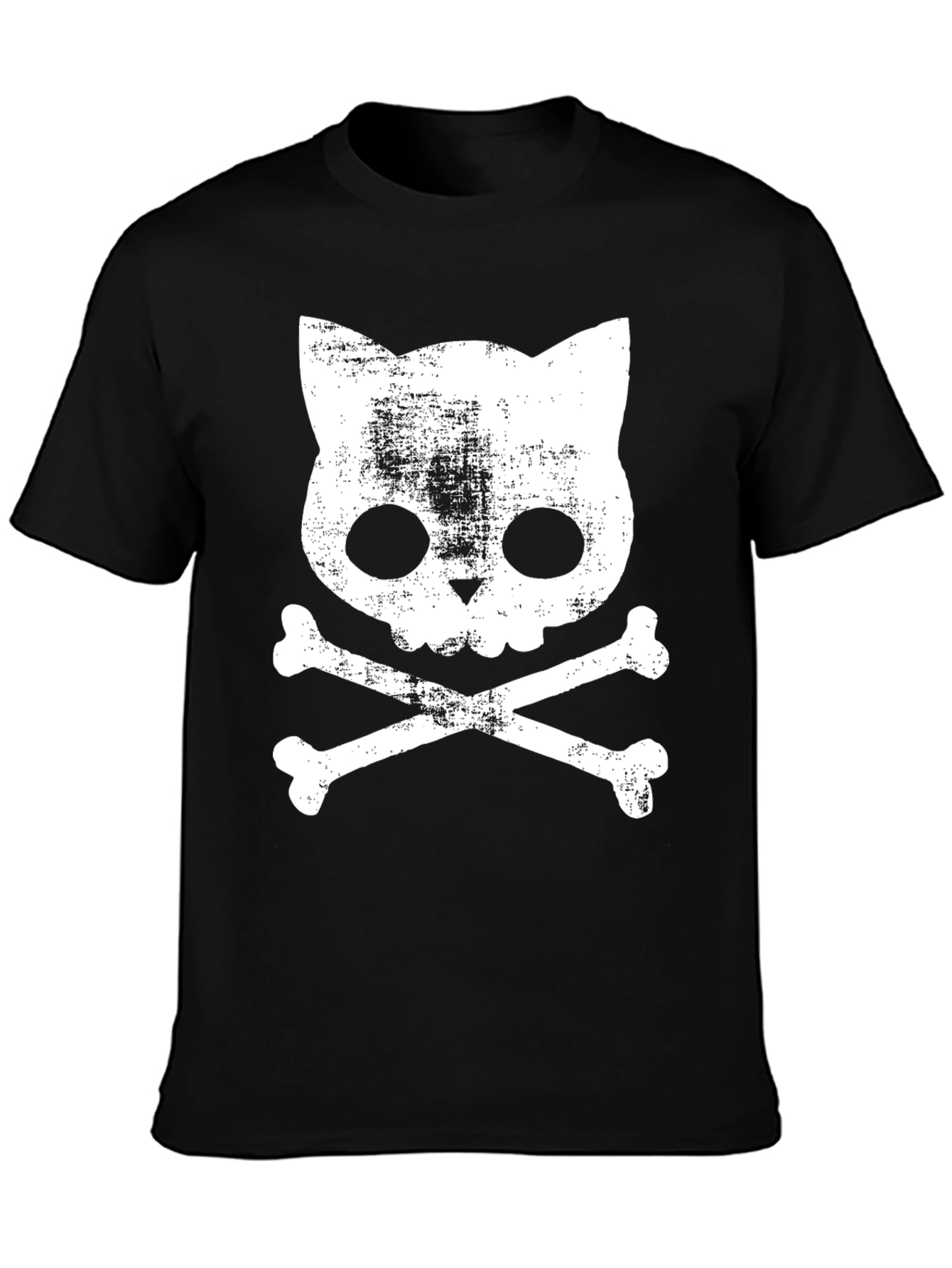 Cat Skull and Crossbones T-Shirt - Grunge Style