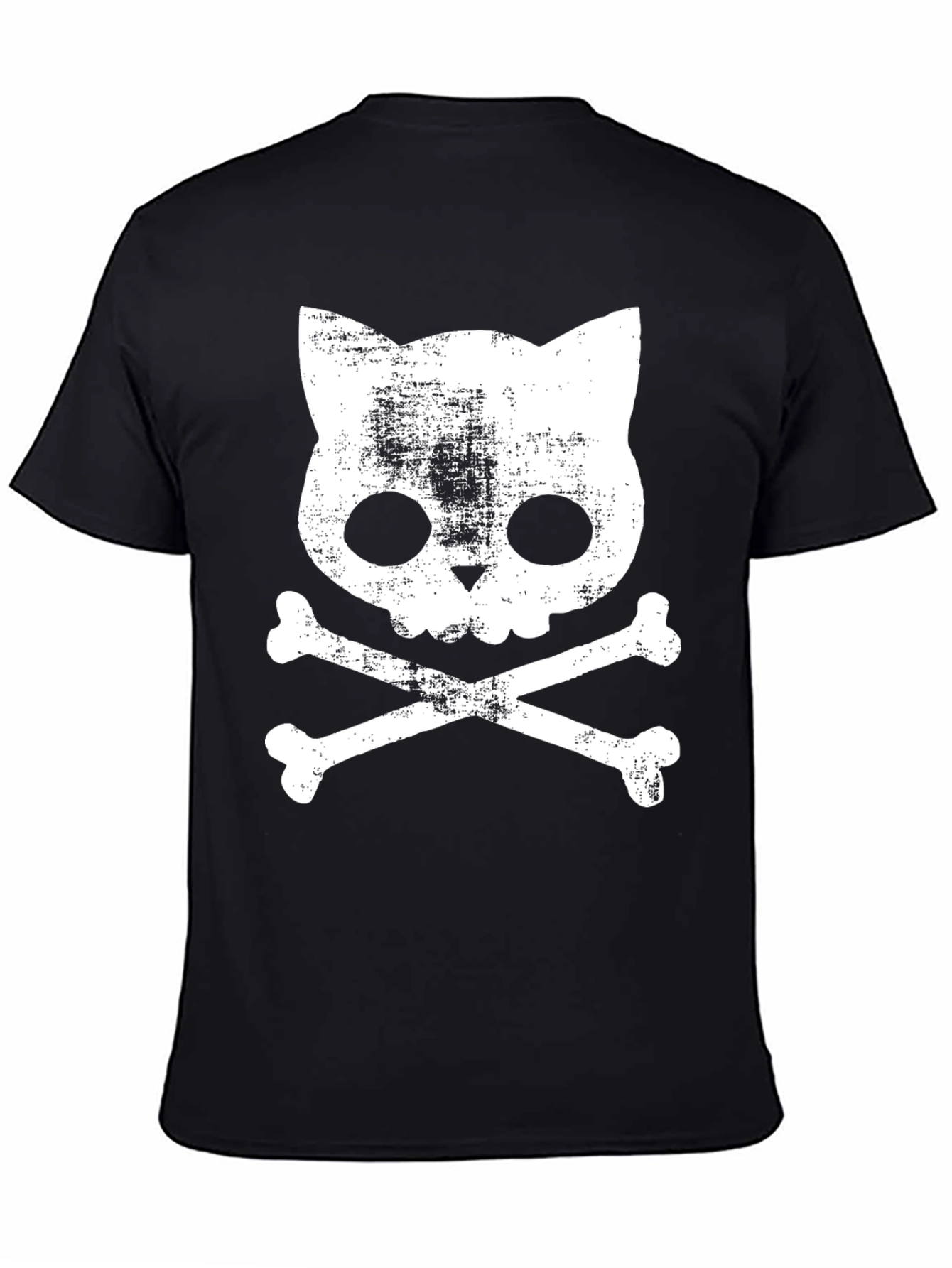 Cat Skull and Crossbones T-Shirt - Grunge Style