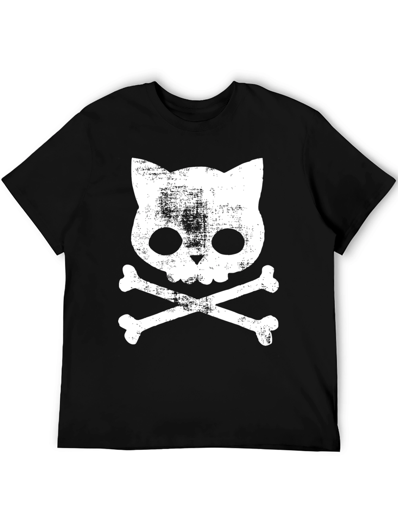Cat Skull and Crossbones T-Shirt - Grunge Style