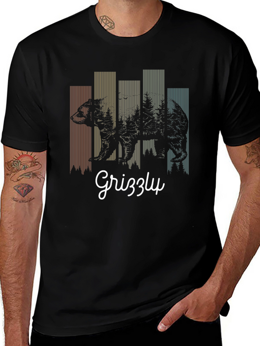 Grizzly Bear Forest Graphic Tee - Nature Lover T-Shirt