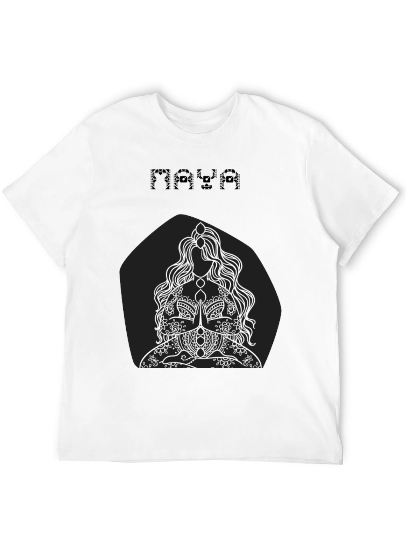 Maya Black T-Shirt with Meditating Woman Graphic