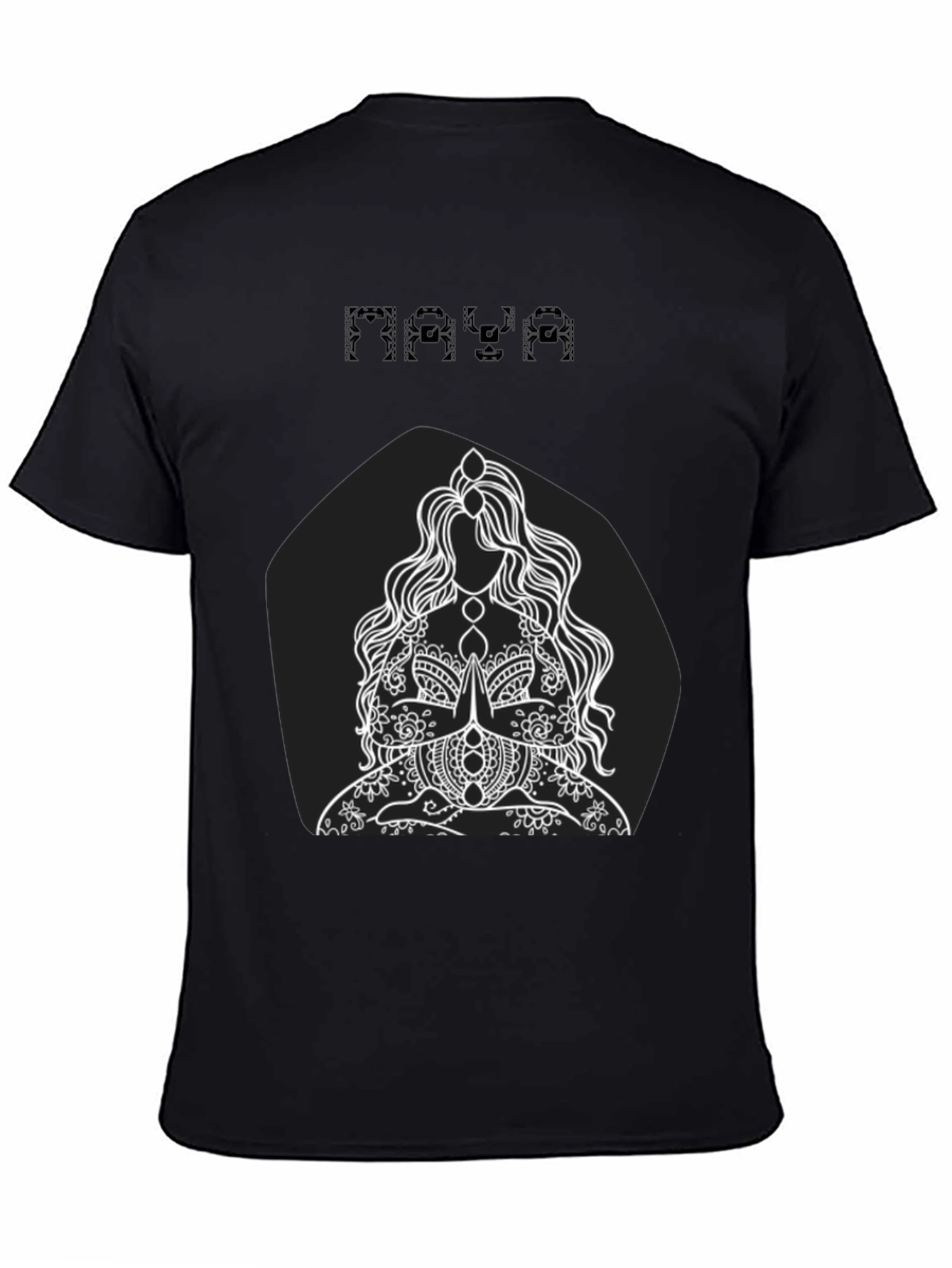 Maya Black T-Shirt with Meditating Woman Graphic