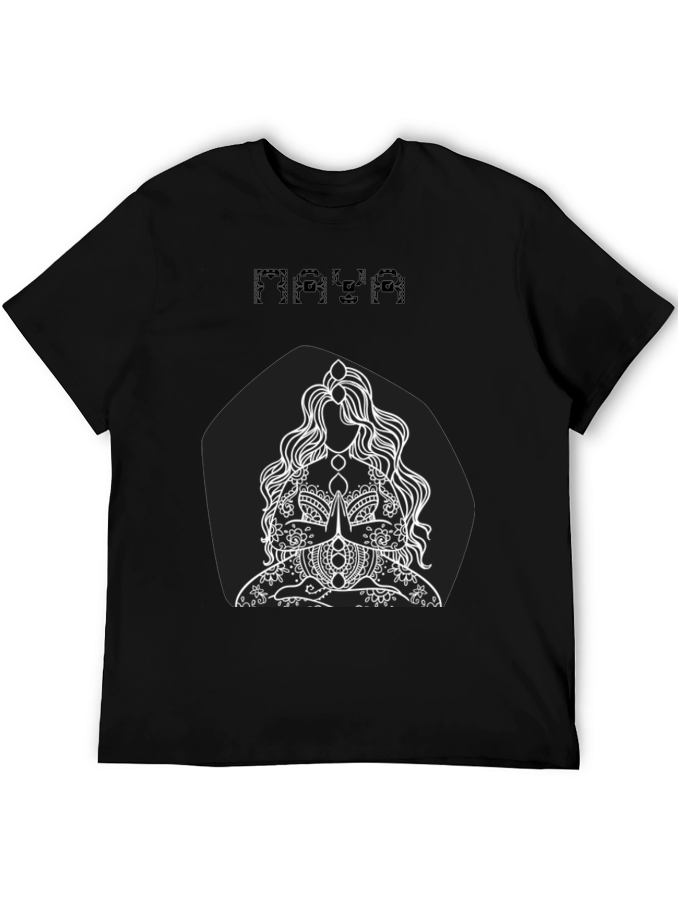 Maya Black T-Shirt with Meditating Woman Graphic