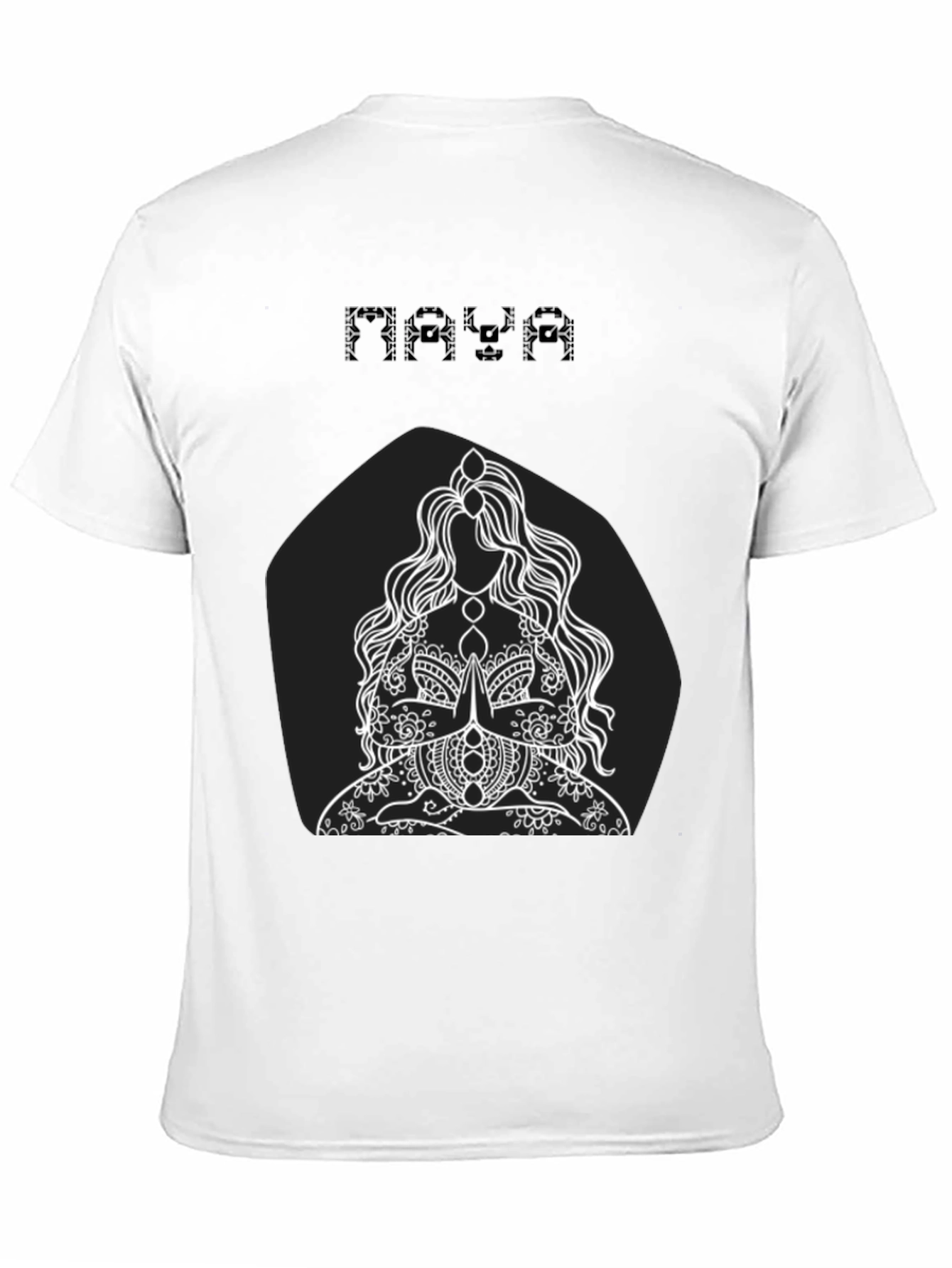 Maya Black T-Shirt with Meditating Woman Graphic