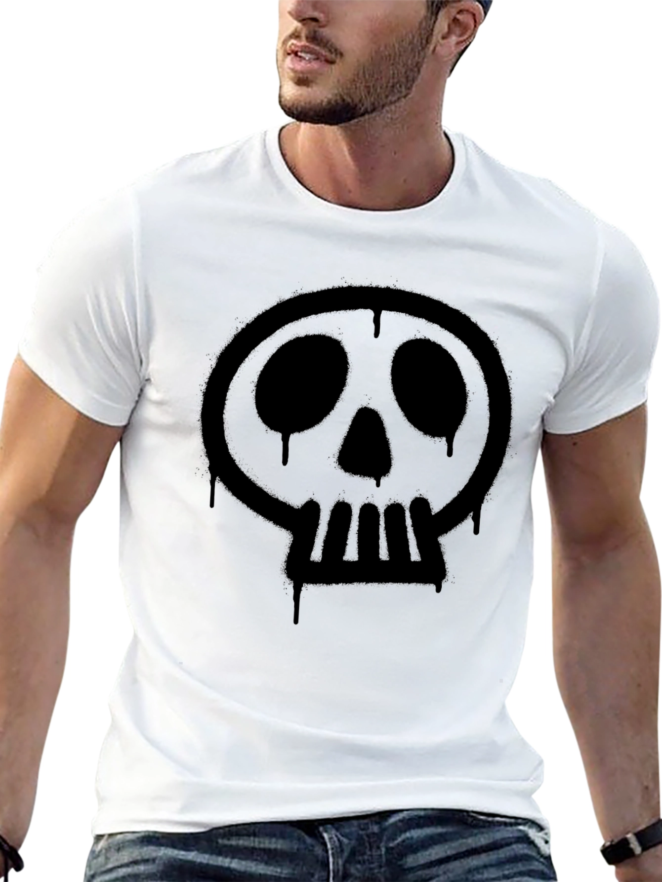 Skull Spray Paint T-Shirt - Mens Black Graphic Tee