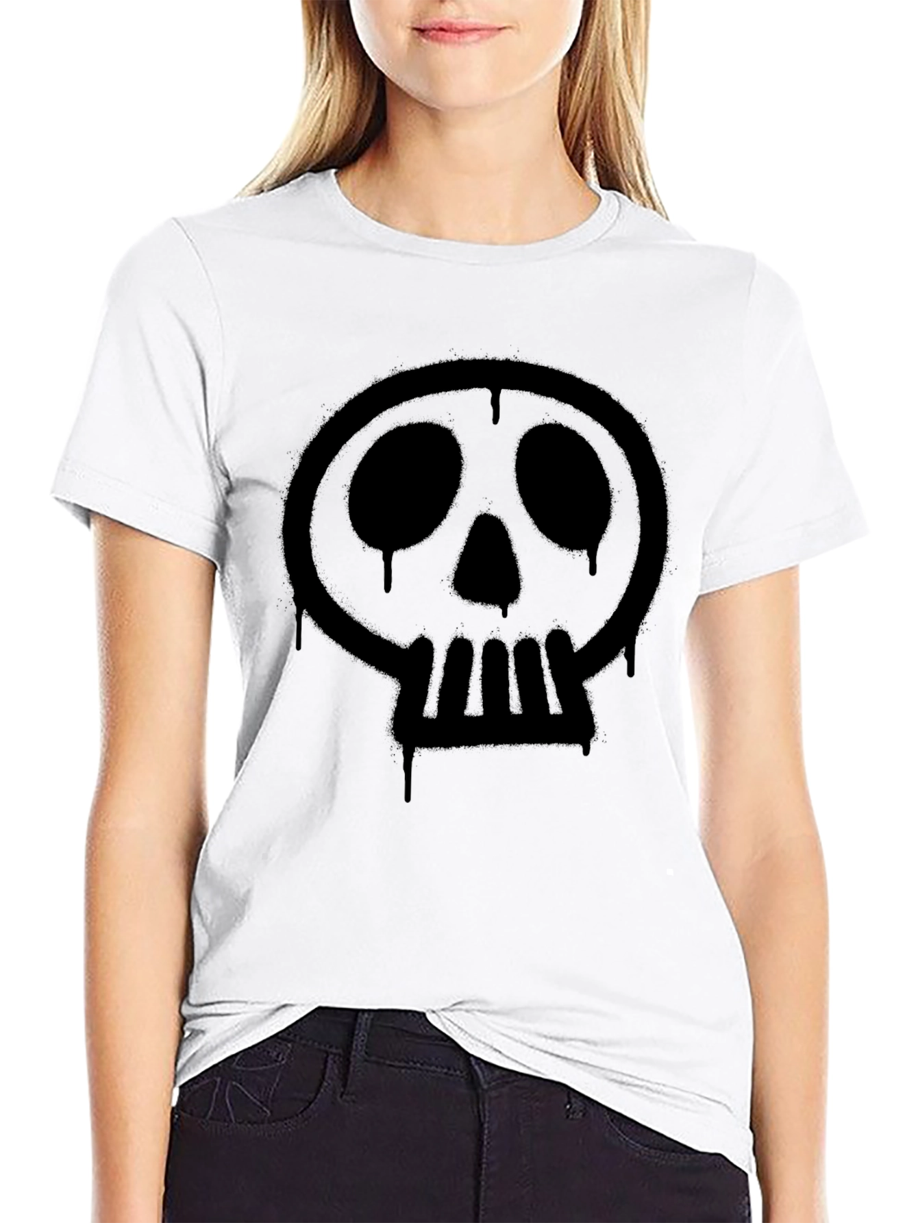 Skull Spray Paint T-Shirt - Mens Black Graphic Tee