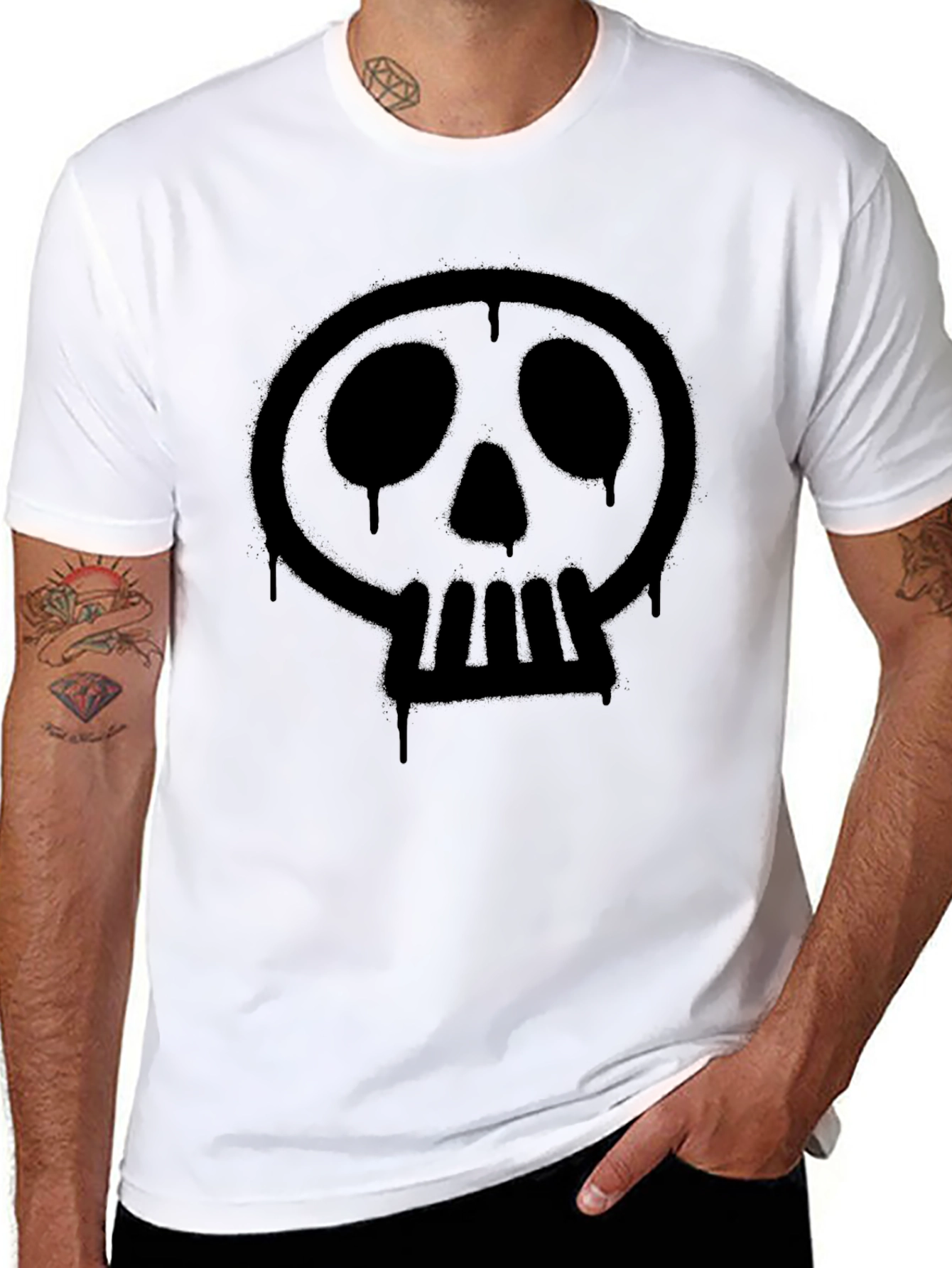 Skull Spray Paint T-Shirt - Mens Black Graphic Tee