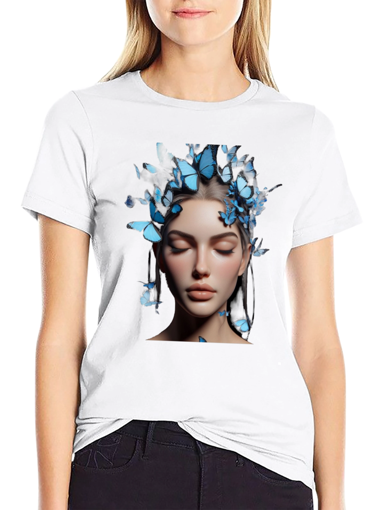 Butterfly Adorned Woman Graphic Tee