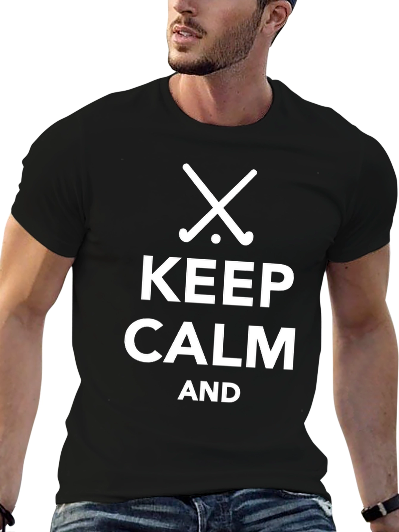 Keep Calm and Play Hockey - Black T-Shirt
