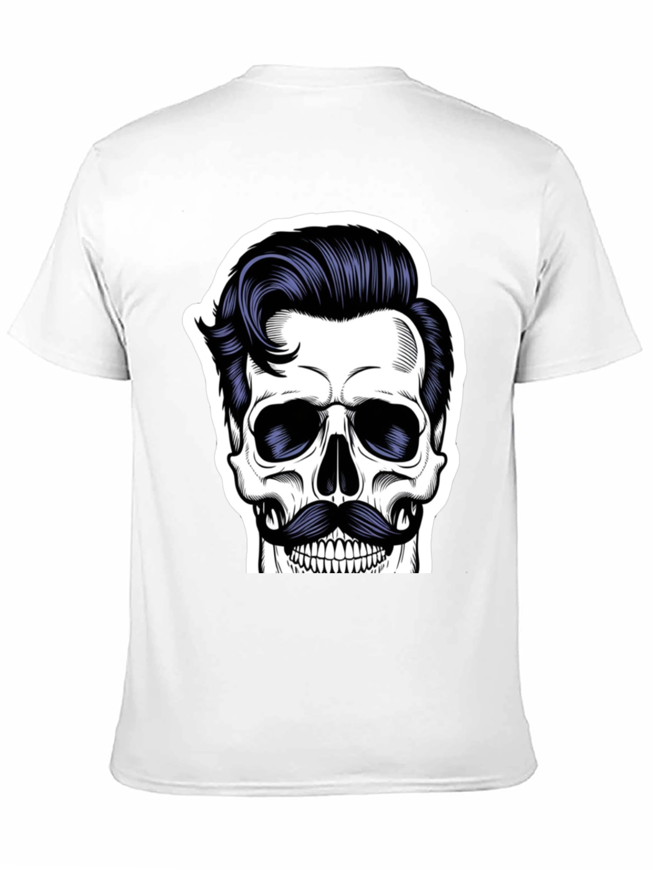 Skull with Mustache Black T-Shirt