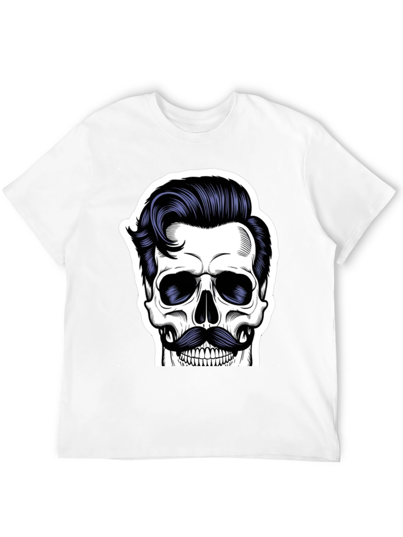 Skull with Mustache Black T-Shirt