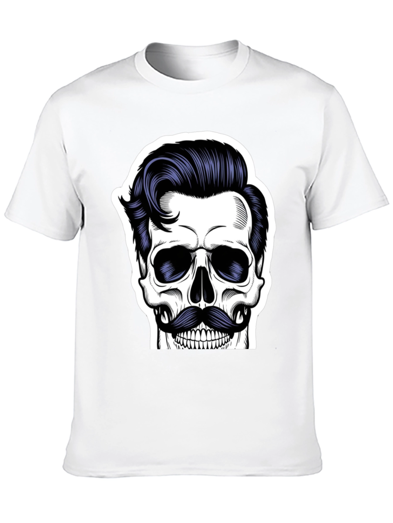 Skull with Mustache Black T-Shirt