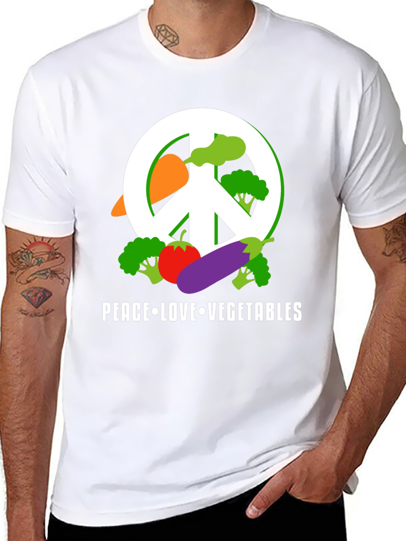 Peace Love Vegetables T-Shirt - Vegan Friendly