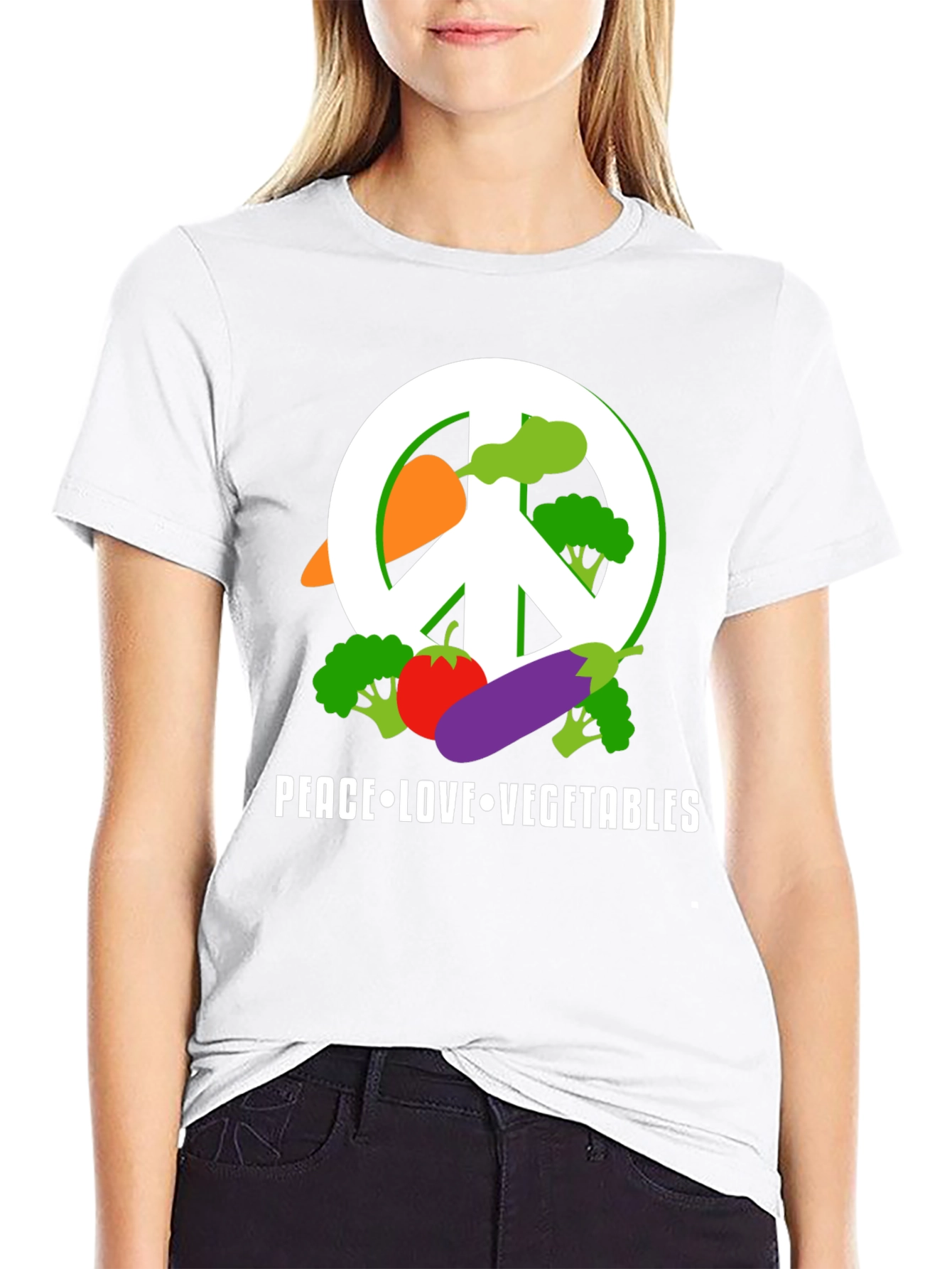 Peace Love Vegetables T-Shirt - Vegan Friendly