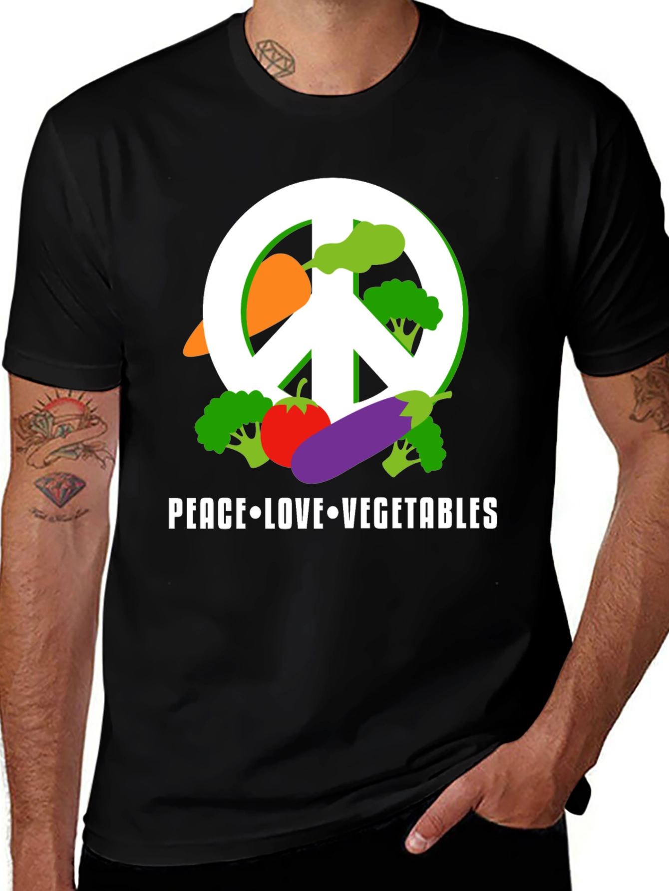 Peace Love Vegetables T-Shirt - Vegan Friendly