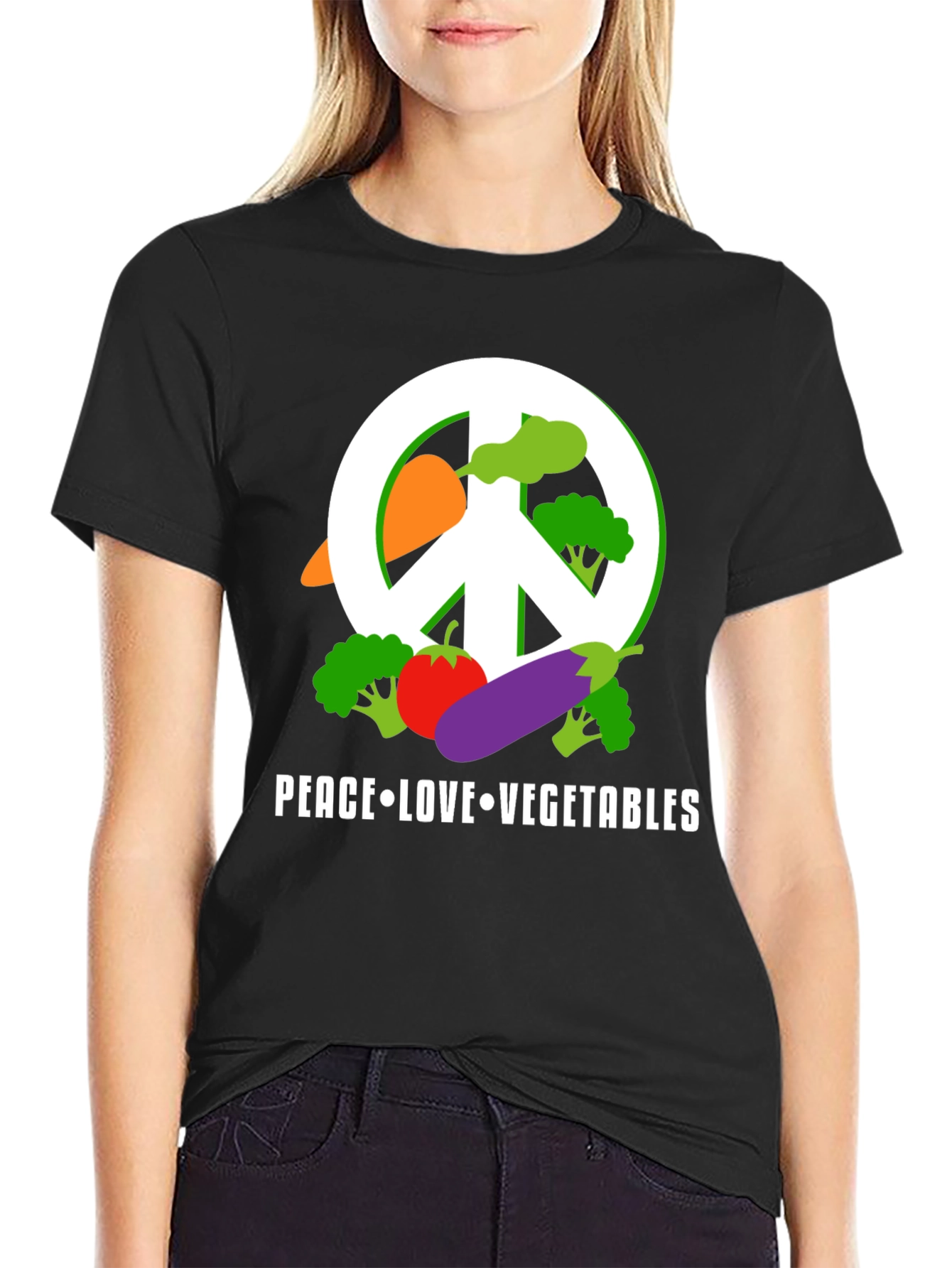 Peace Love Vegetables T-Shirt - Vegan Friendly
