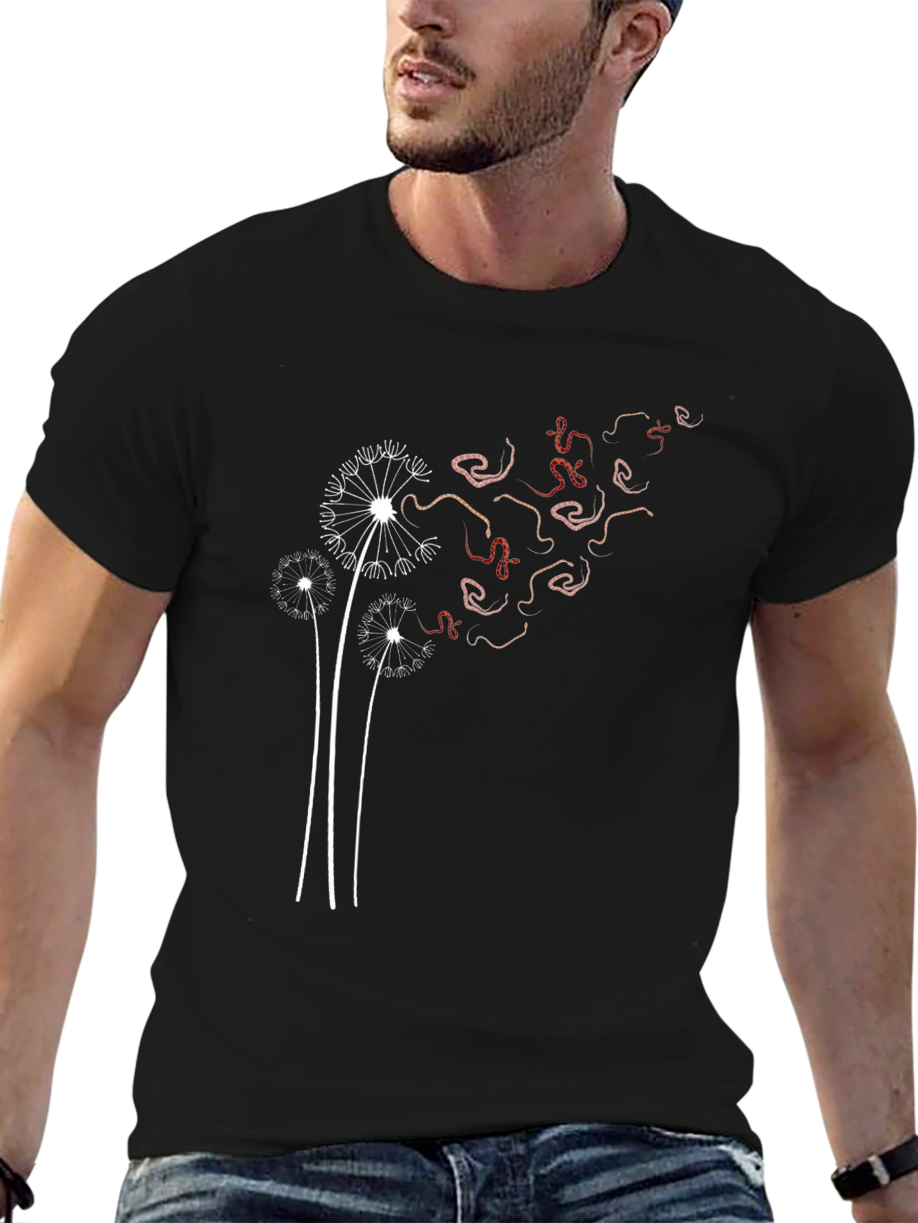 Dandelion Wishes Black Graphic T-Shirt