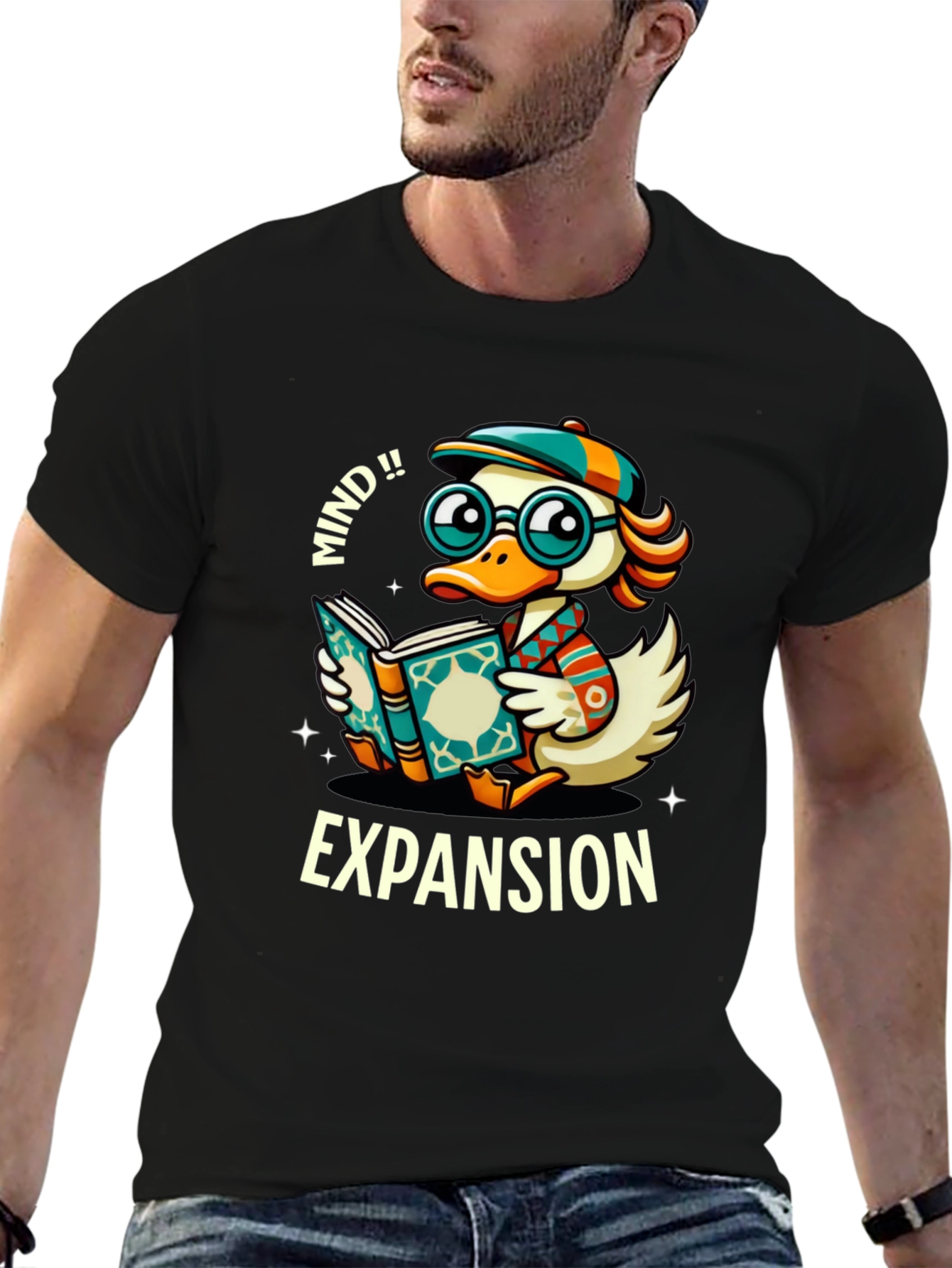 Mind Expansion Cartoon Duck Graphic T-Shirt