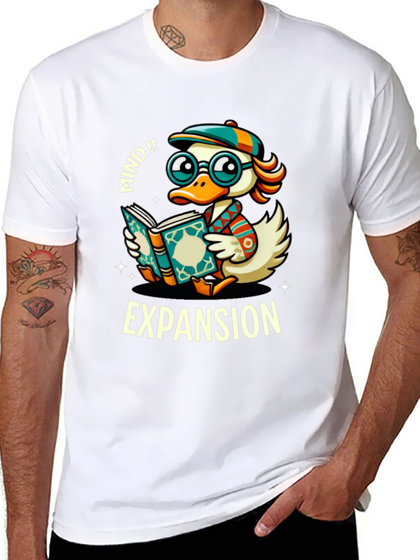 Mind Expansion Cartoon Duck Graphic T-Shirt