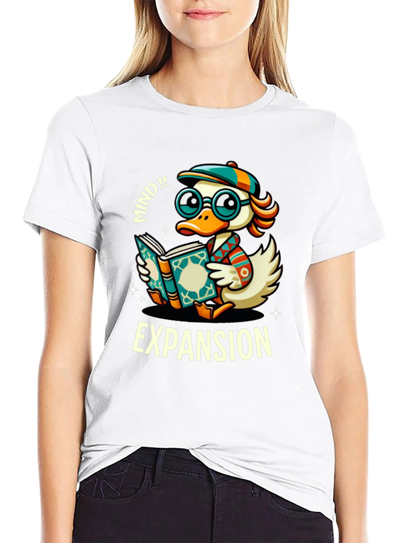 Mind Expansion Cartoon Duck Graphic T-Shirt