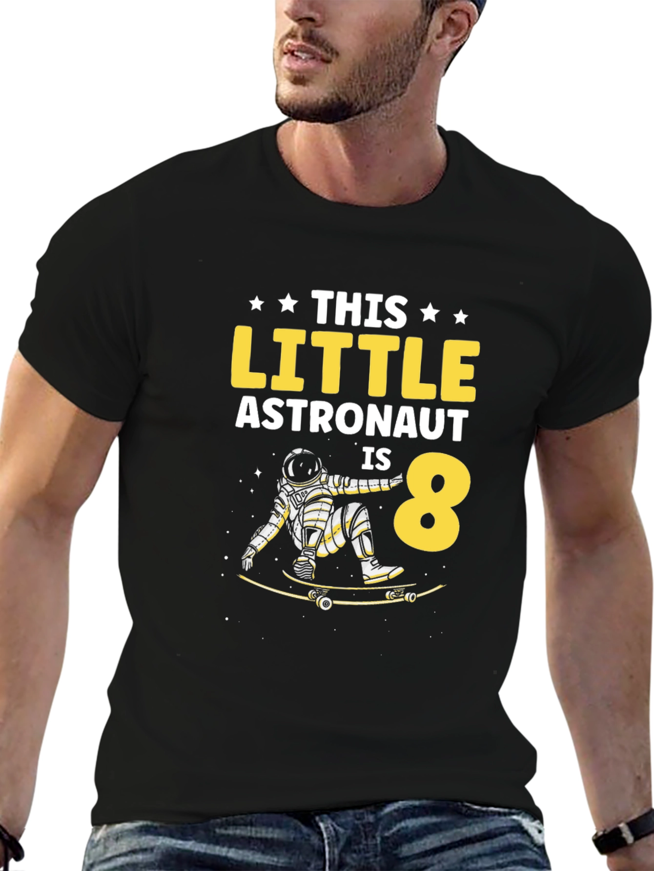 Astronaut 8th Birthday T-Shirt - Space Skateboard