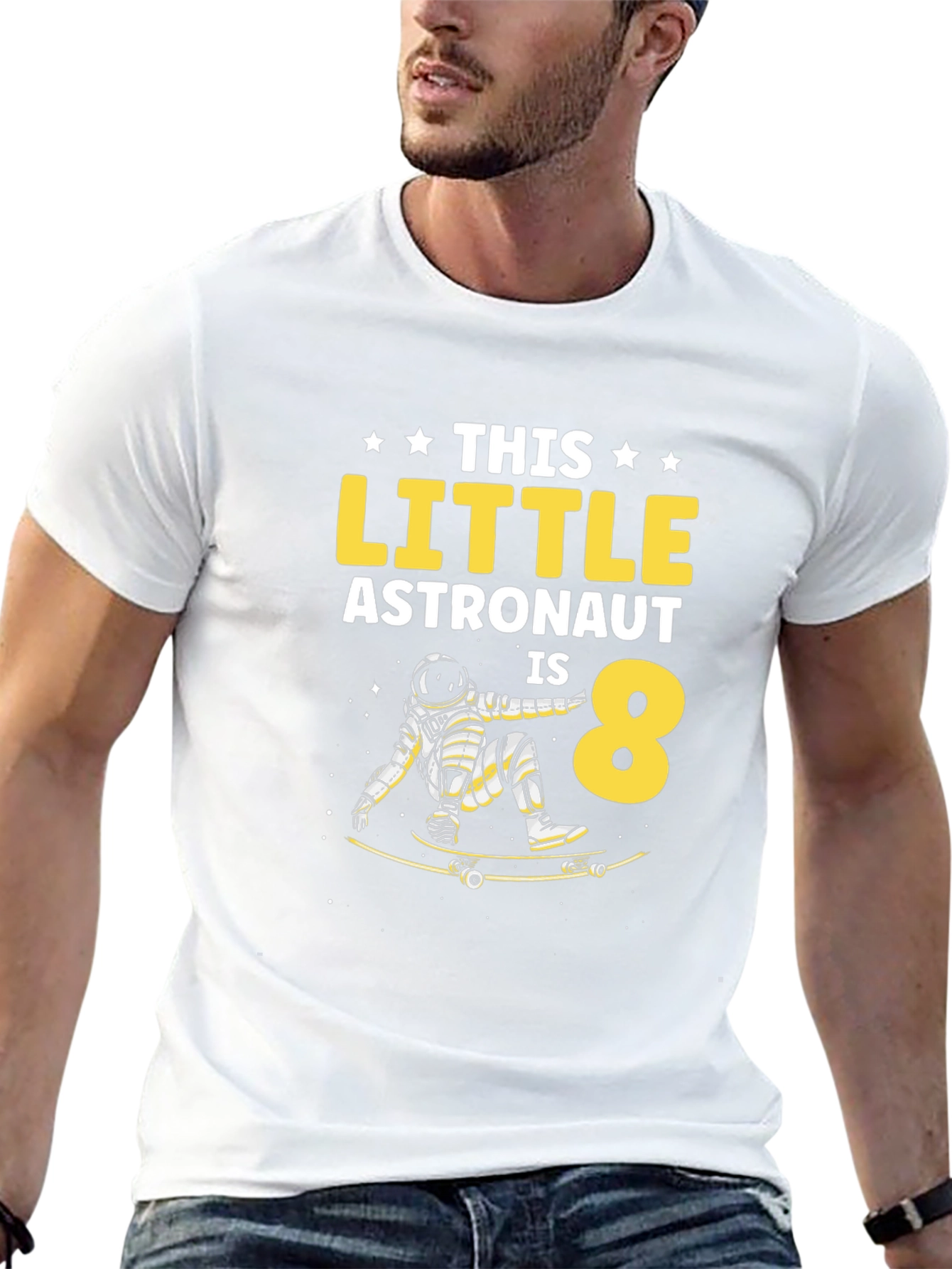 Astronaut 8th Birthday T-Shirt - Space Skateboard