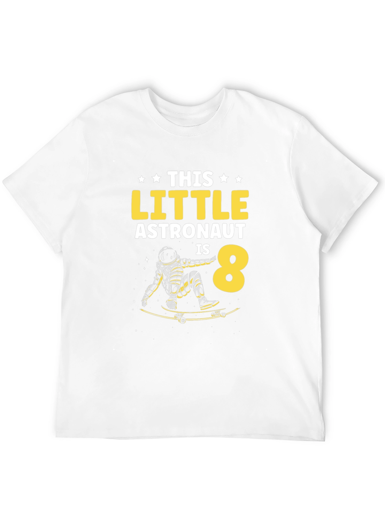 Astronaut 8th Birthday T-Shirt - Space Skateboard
