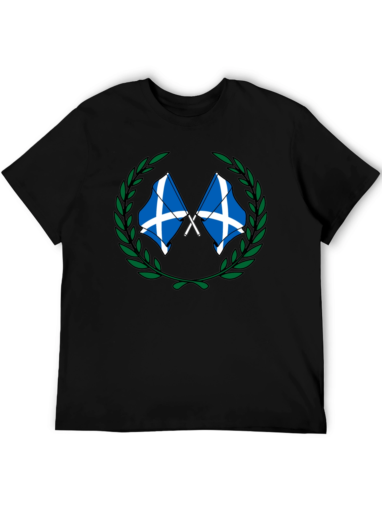 Scottish Flag Wreath Graphic Tee - Black