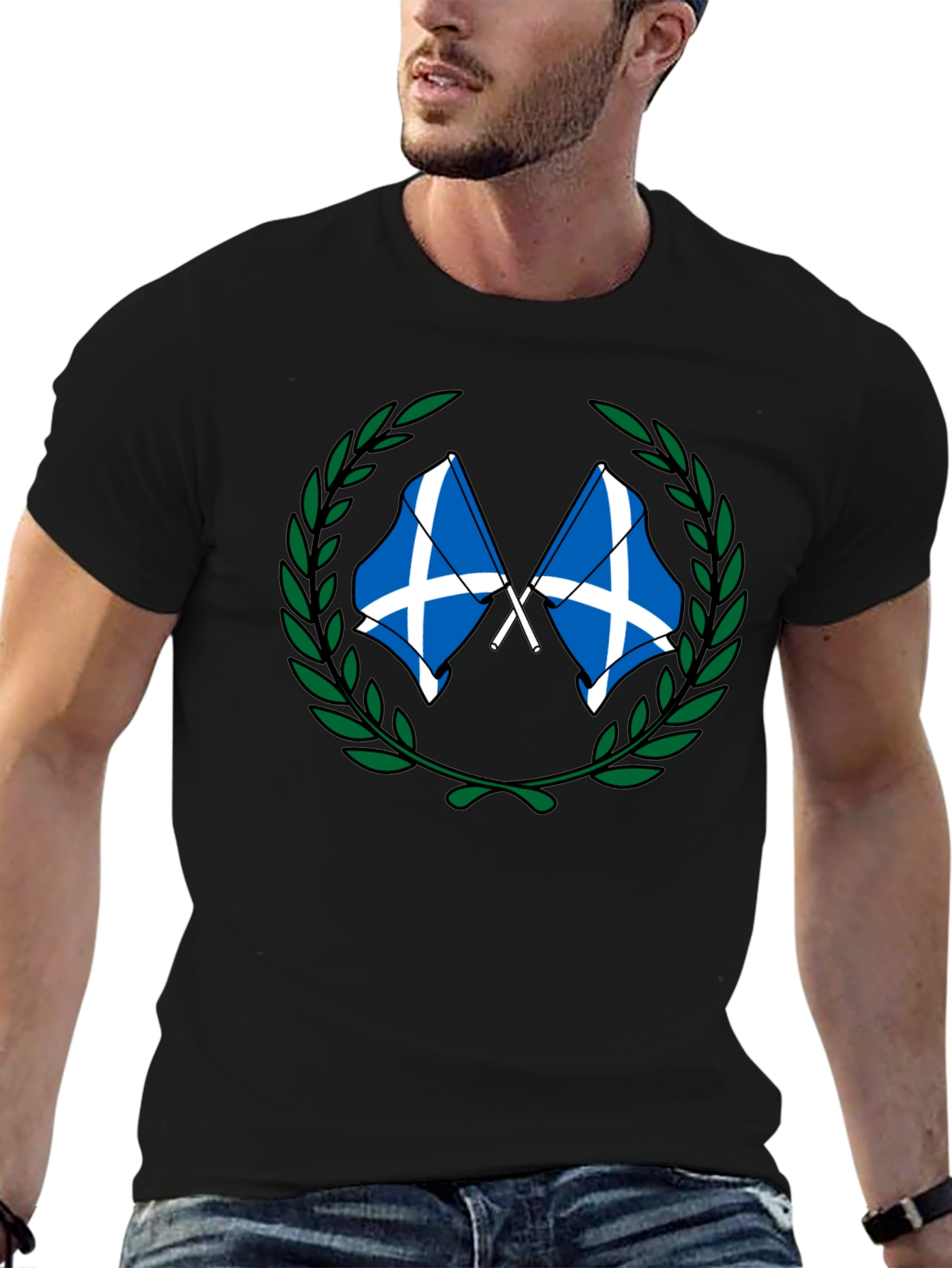 Scottish Flag Wreath Graphic Tee - Black