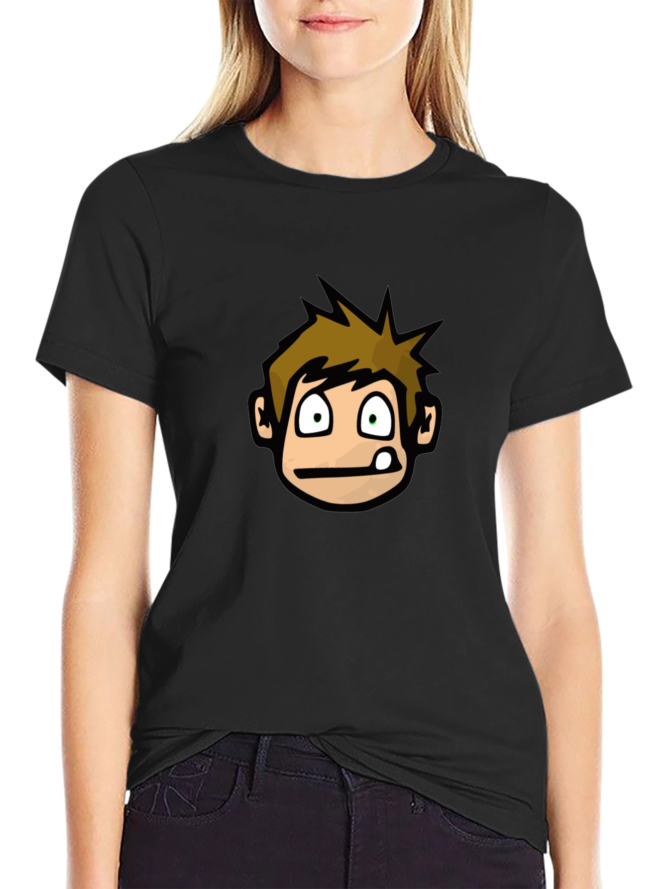 Cartoon Character Graphic Black T-Shirt