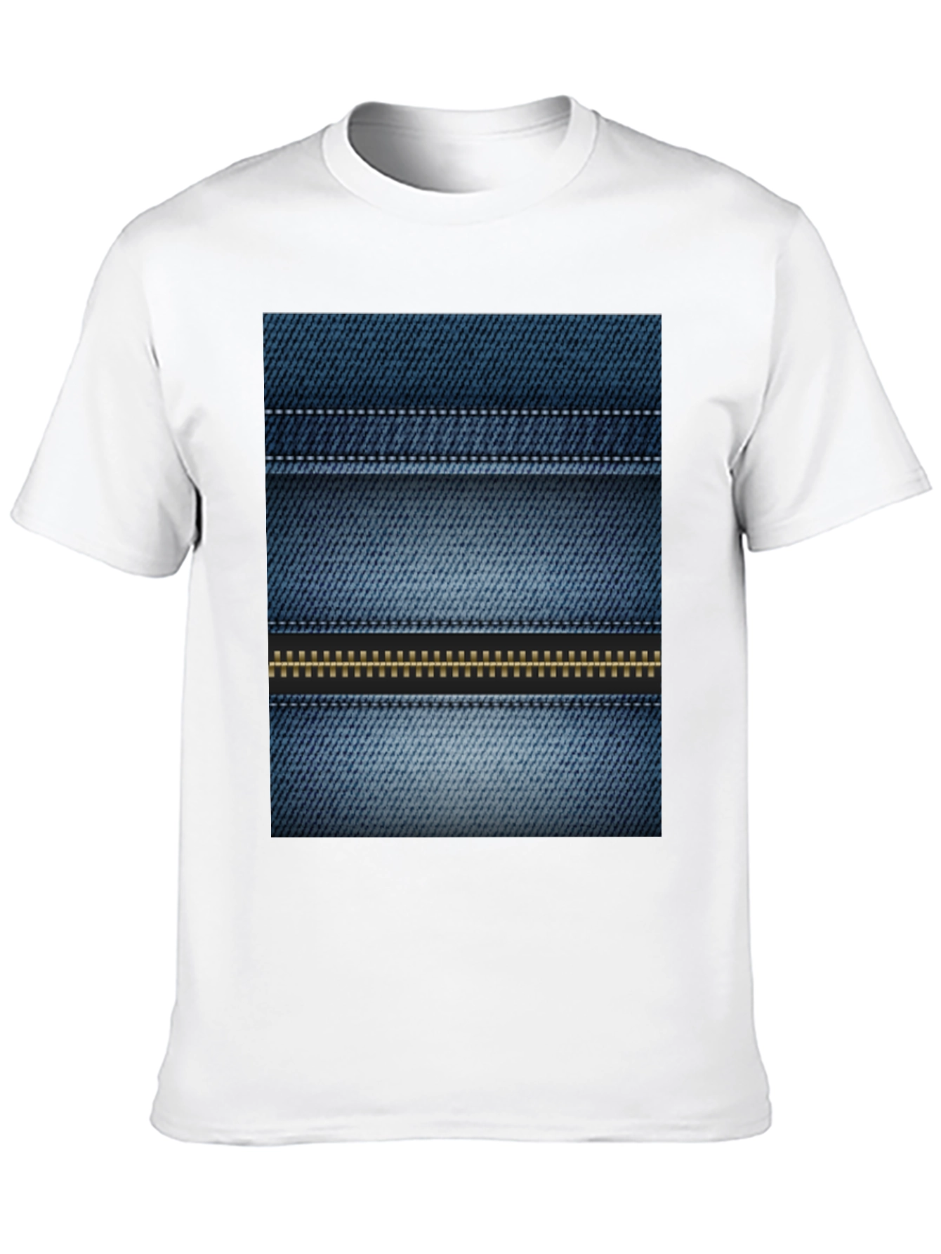 Denim Print Tee - Novelty Casual Shirt