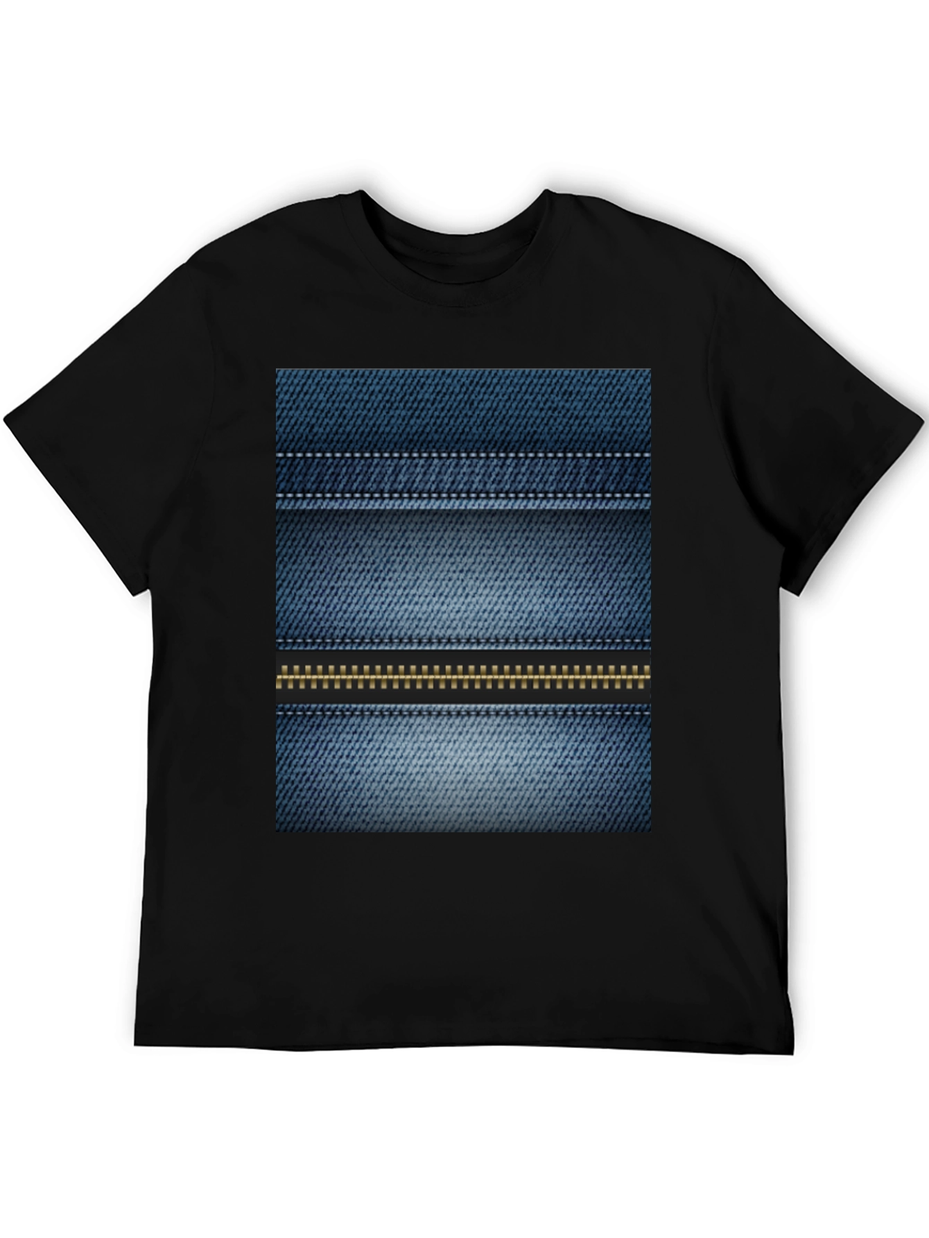 Denim Print Tee - Novelty Casual Shirt