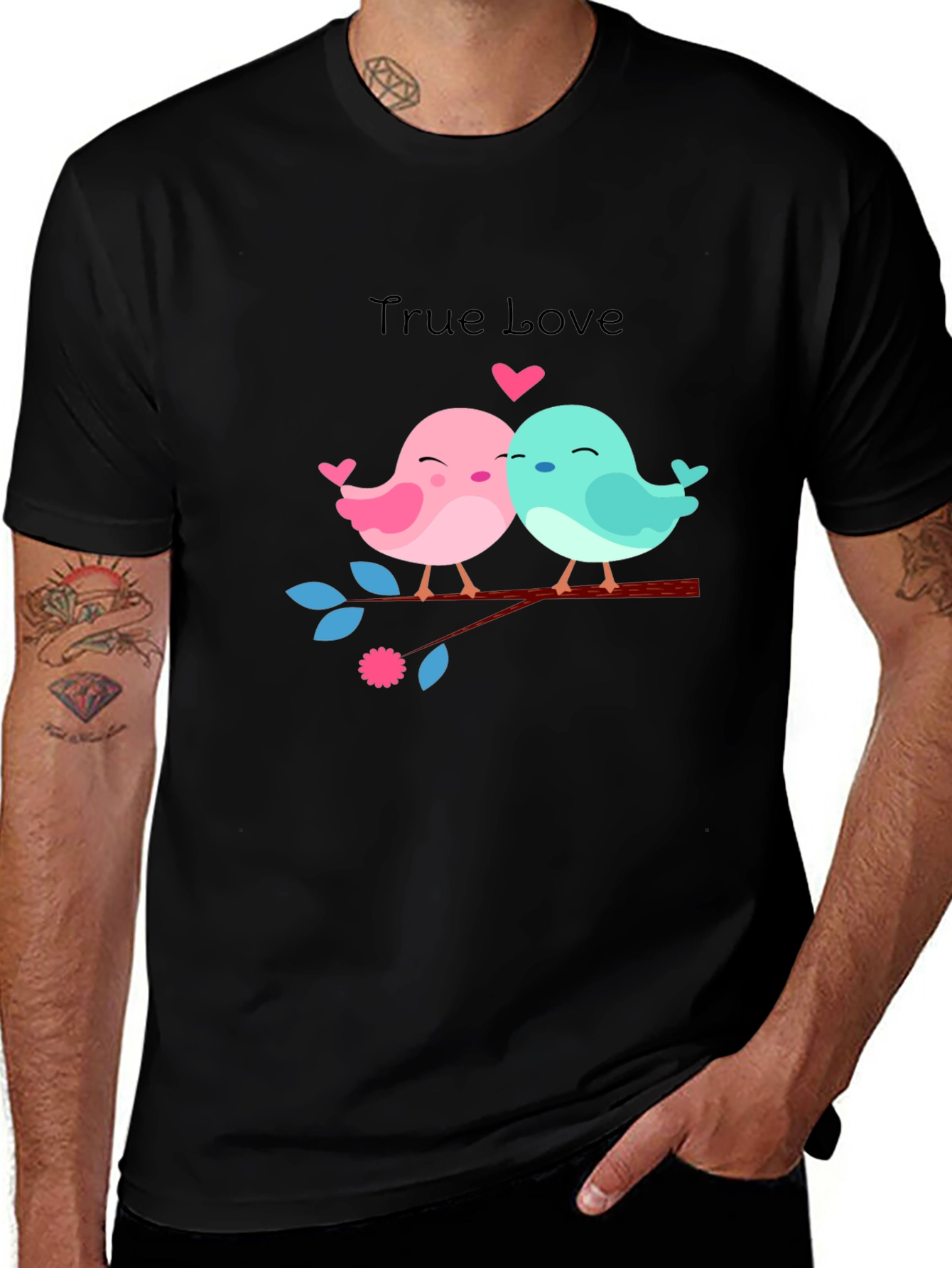 True Love Birds Graphic Tee - Black