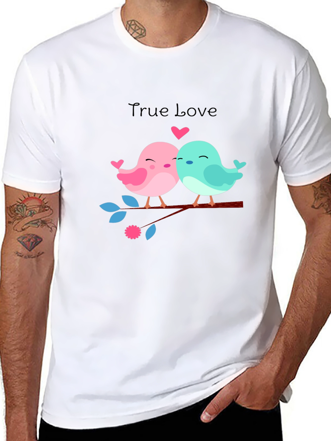 True Love Birds Graphic Tee - Black