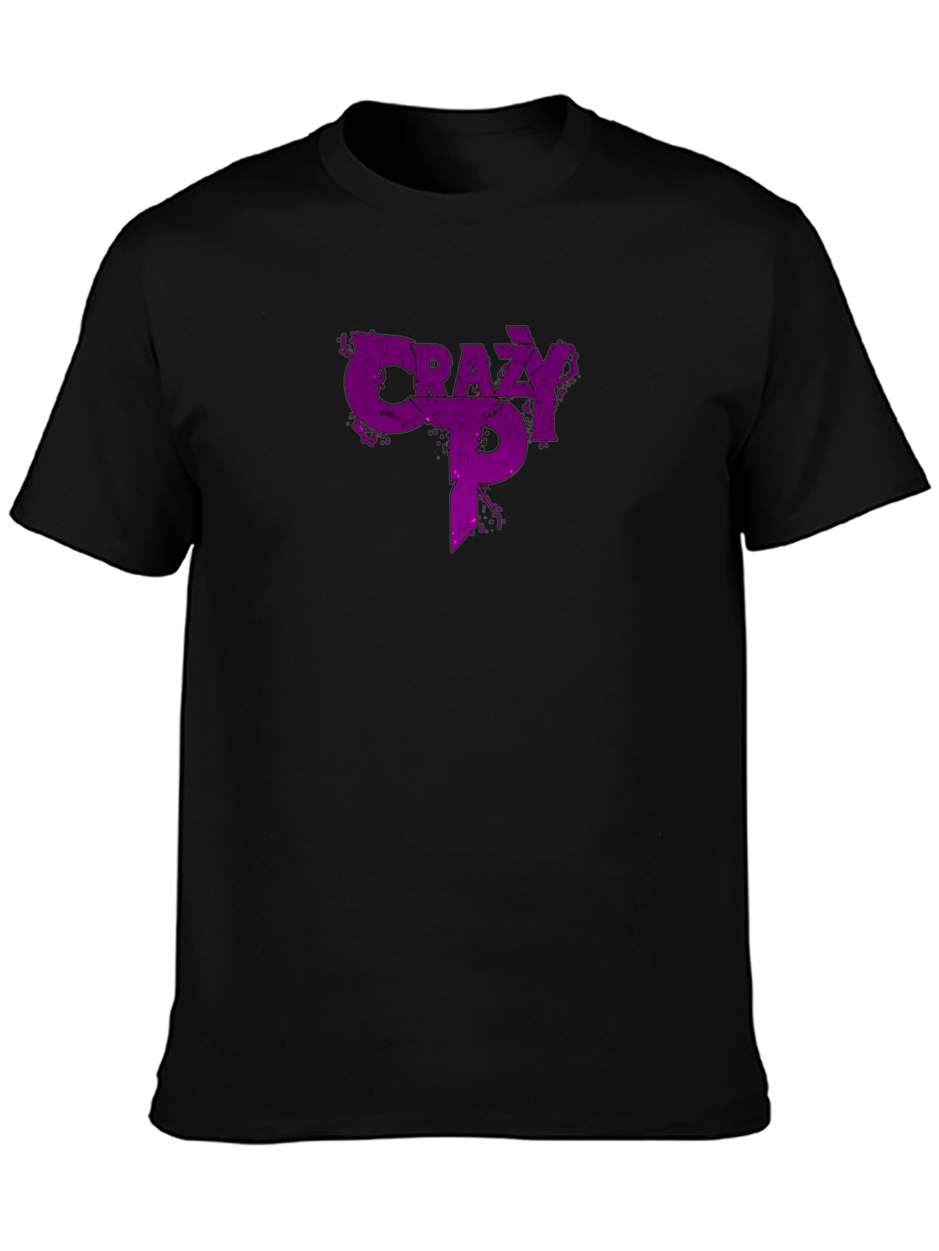 Crazy P Graphic T-Shirt - Purple Design on Black