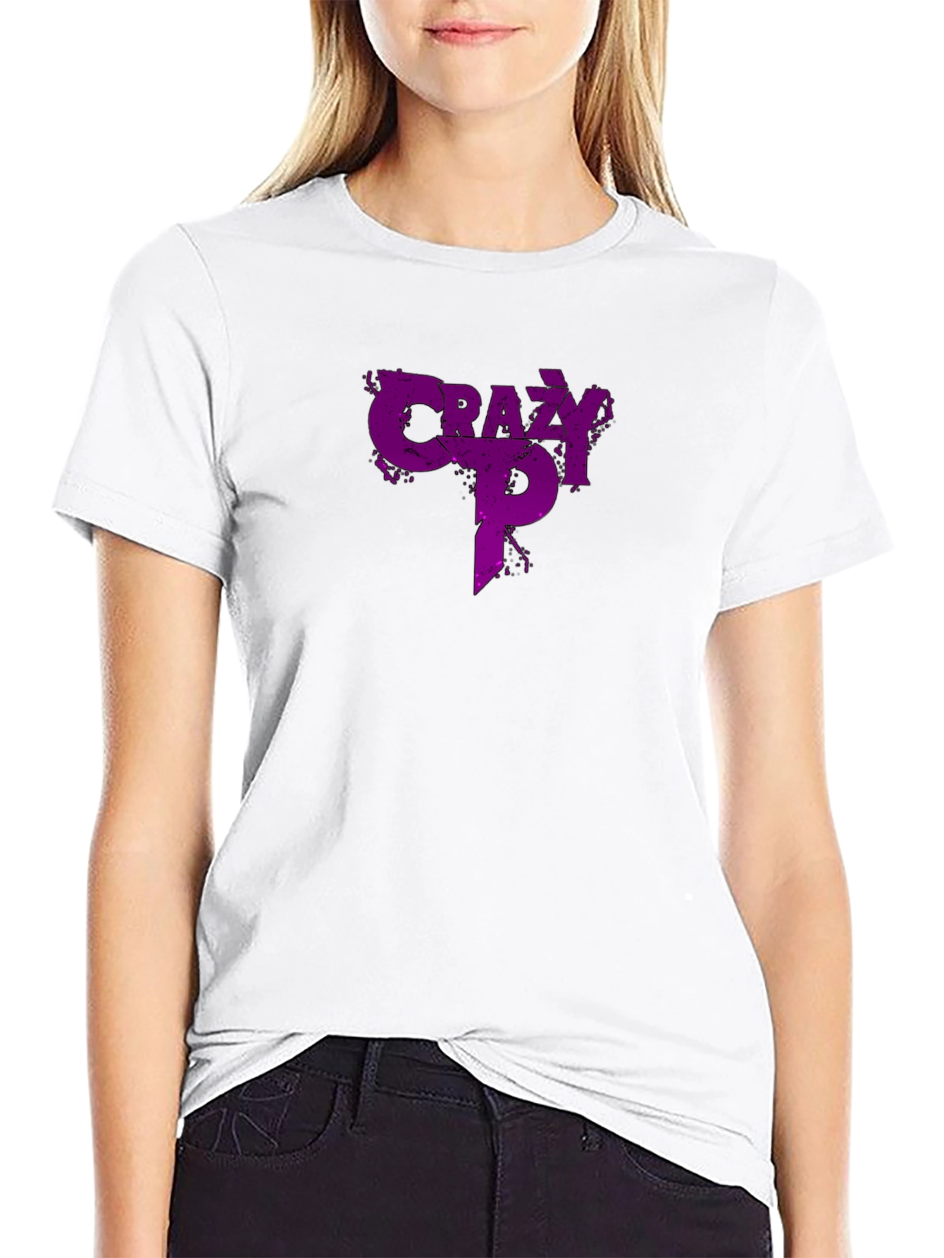 Crazy P Graphic T-Shirt - Purple Design on Black