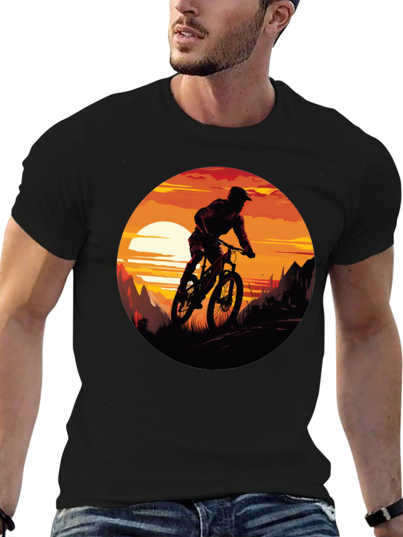 Mountain Bike Sunset Graphic Tee - Adventure Ready