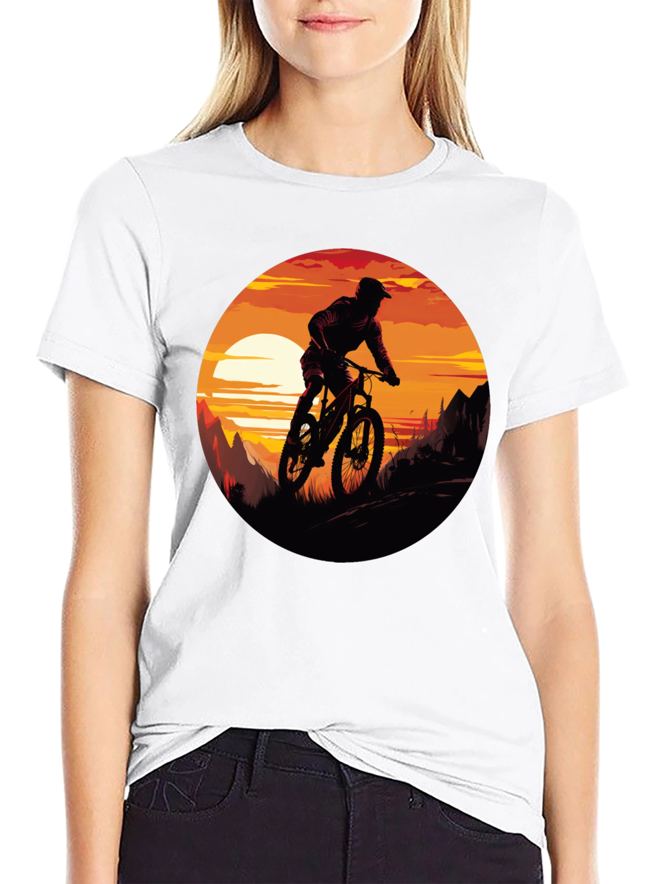 Mountain Bike Sunset Graphic Tee - Adventure Ready