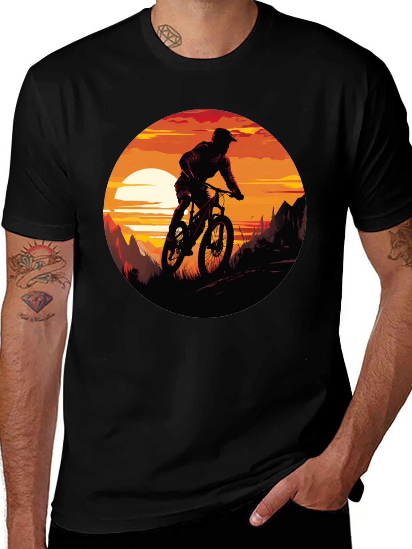 Mountain Bike Sunset Graphic Tee - Adventure Ready