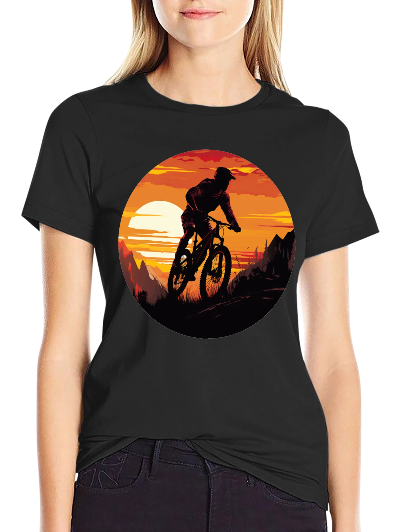 Mountain Bike Sunset Graphic Tee - Adventure Ready