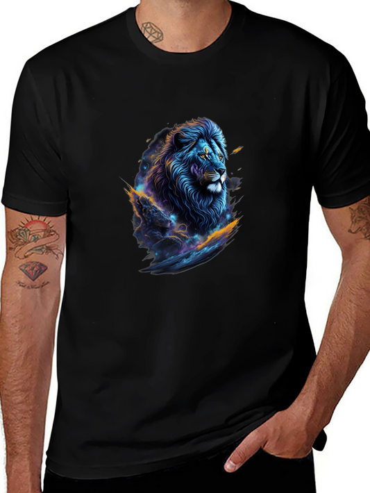 Cosmic Lion Graphic Tee - Black Crew Neck