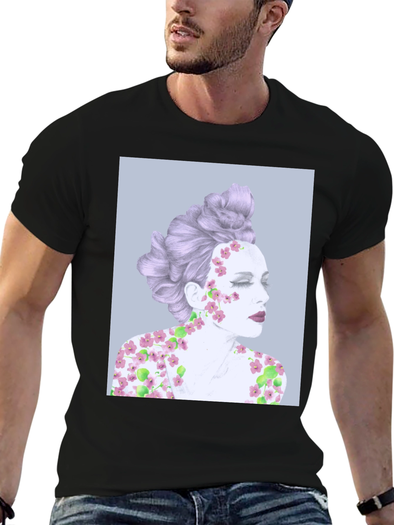 Floral Woman Graphic Tee - Artistic Design