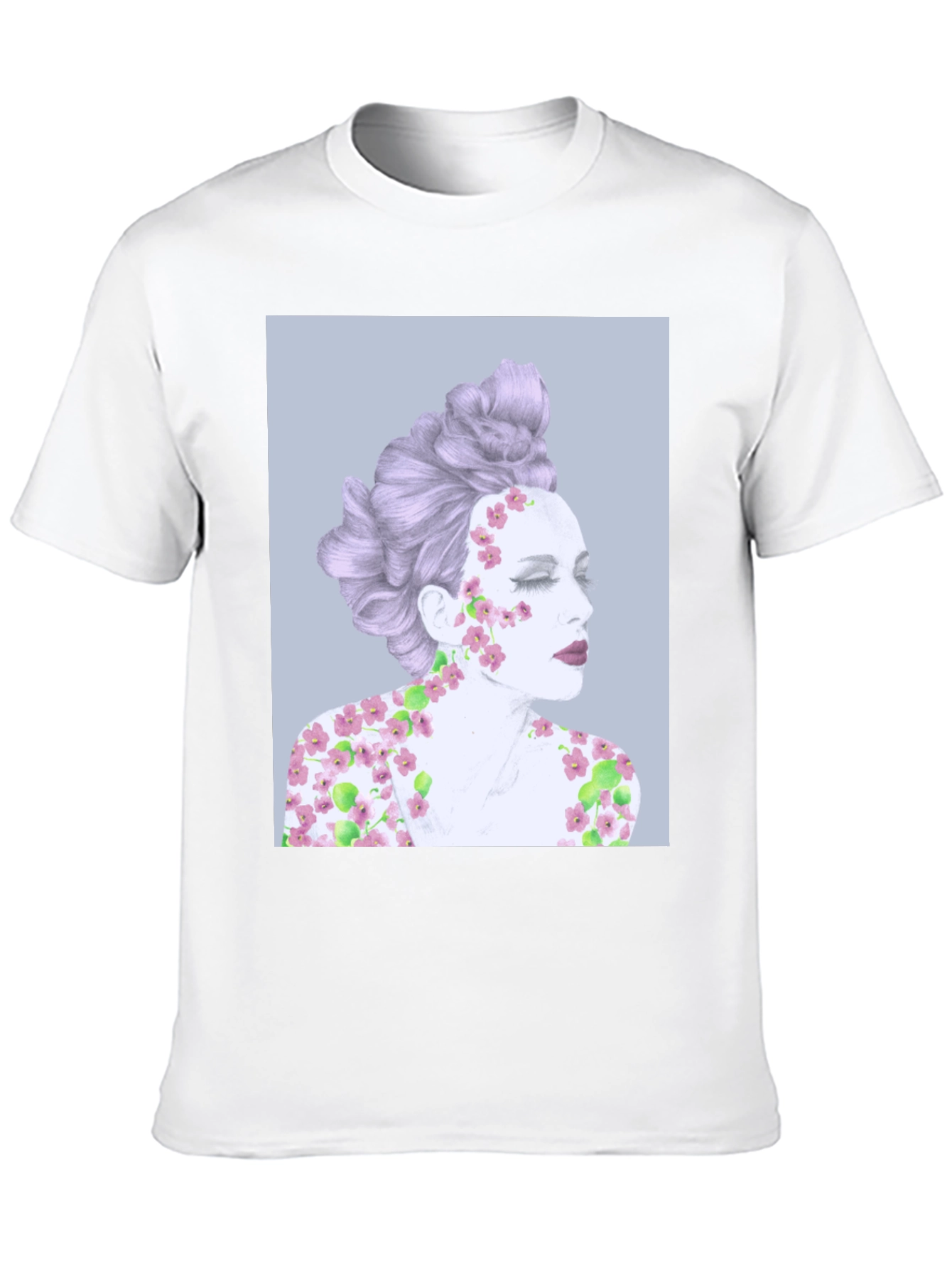 Floral Woman Graphic Tee - Artistic Design