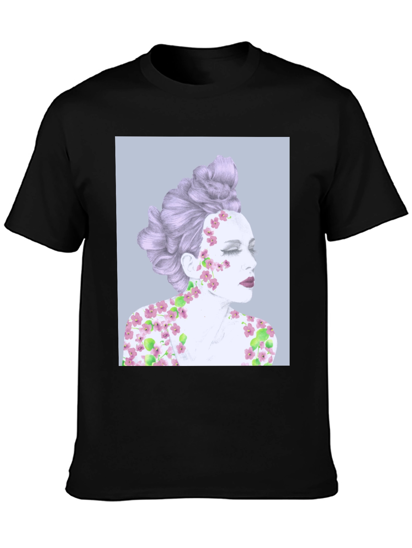 Floral Woman Graphic Tee - Artistic Design